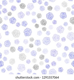 Light Pink, Blue vector seamless natural artwork with flowers. Doodle illustration of flowers in Origami style. Design for textile, fabric, wallpapers.