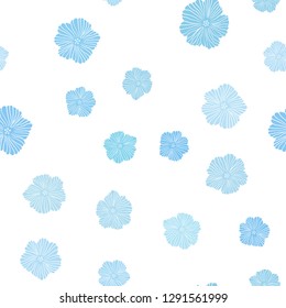 Light Pink, Blue vector seamless natural pattern with flowers. Colorful illustration with flowers in doodle style. Design for wallpaper, fabric makers.
