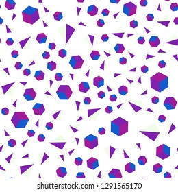 Light Pink, Blue vector seamless, isometric layout with rectangles, triangles. Abstract gradient illustration with triangles, cubes. Design for wallpaper, fabric makers.