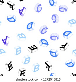 Light Pink, Blue vector seamless pattern with 3D ABC symbols. Colorful 3D alphabet signs with gradient on white background. Template for business cards, websites.