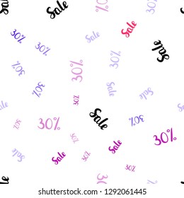 Light Pink, Blue vector seamless cover with symbols of 30 % sales. Abstract illustration with colorful gradient symbols of sales. Backdrop for super sales on Black Friday.