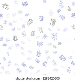 Light Pink, Blue vector seamless doodle pattern with leaves, branches. Shining colored illustration with leaves and branches. Pattern for trendy fabric, wallpapers.