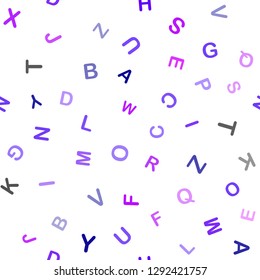 Light Pink, Blue vector seamless pattern with ABC symbols. Shining illustration with ABC symbols on abstract template. Pattern for trendy fabric, wallpapers.