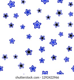 Light Pink, Blue vector seamless layout with bright stars. Modern geometrical abstract illustration with stars. Template for business cards, websites.