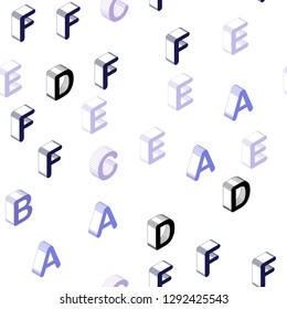 Light Pink, Blue vector seamless background with 3D signs of alphabet. Modern geometrical illustration with 3D ABC english symbols. Pattern for design of fabric, wallpapers.