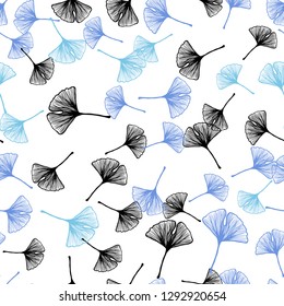 Light Pink, Blue vector seamless natural artwork with leaves. Sketchy doodles with leaves on blurred background. Design for wallpaper, fabric makers.
