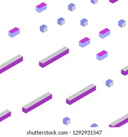 Light Pink, Blue vector seamless, isometric background with rectangles. Decorative design in abstract style with rectangles. Texture for window blinds, curtains.