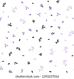 Light Pink, Blue vector seamless elegant background with leaves. Colorful abstract illustration with leaves in doodle style. Pattern for design of window blinds, curtains.