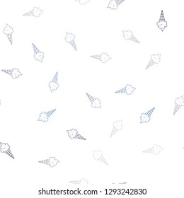 Light Pink, Blue vector seamless pattern with cold ice-cream. Glitter abstract sketch with ice-cream cones. Doodle design for your business advert of cafes.
