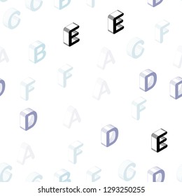 Light Pink, Blue vector seamless backdrop with 3D english symbols. Abstract illustration with 3D ABC symbols. Texture for window blinds, curtains.