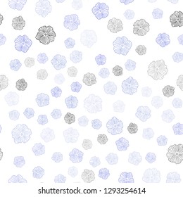 Light Pink, Blue vector seamless natural backdrop with flowers. Colorful illustration in doodle style with flowers. Pattern for trendy fabric, wallpapers.