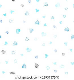 Light Pink, Blue vector seamless background with hearts. Glitter abstract illustration with colorful hearts in romantic style. Pattern can be used for valentine's ad, booklets.