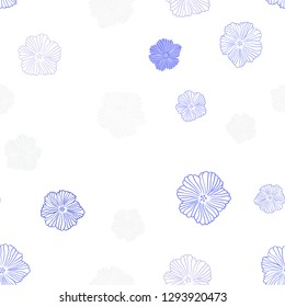 Light Pink, Blue vector seamless elegant pattern with flowers. Flowers in natural style on white background. Texture for window blinds, curtains.