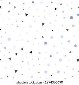 Light Pink, Blue vector seamless texture with poly style with circles, cubes. Abstract gradient illustration with circles, triangles, cubes. Pattern for design of window blinds, curtains.