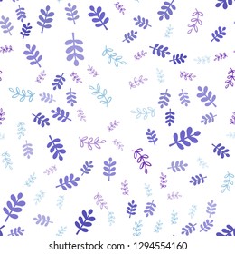 Light Pink, Blue vector seamless elegant wallpaper with leaves, branches. Modern abstract illustration with leaves and branches. Texture for window blinds, curtains.