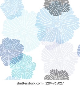 Light Pink, Blue vector seamless doodle background with flowers. Creative illustration in blurred style with flowers. Pattern for trendy fabric, wallpapers.
