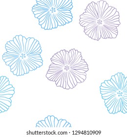 Light Pink, Blue vector seamless natural pattern with flowers. Illustration with colorful abstract doodle flowers. Pattern for trendy fabric, wallpapers.