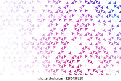 Light Pink, Blue vector seamless template with crystals, triangles. Triangles on abstract background with colorful gradient. Pattern for design of window blinds, curtains.