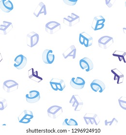 Light Pink, Blue vector seamless layout with 3D latin alphabet. Abstract illustration with 3D ABC symbols. Design for textile, fabric, wallpapers.