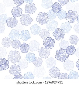 Light Pink, Blue vector seamless abstract pattern with flowers. Abstract illustration with flowers in doodles style. Design for textile, fabric, wallpapers.