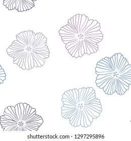 Light Pink, Blue vector seamless doodle texture with flowers. Decorative design of flowers on white background. Design for wallpaper, fabric makers.