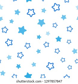 Light Pink, Blue vector seamless cover with small and big stars. Glitter abstract illustration with colored stars. Design for wallpaper, fabric makers.