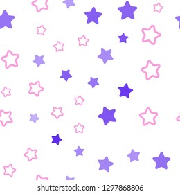 Light Pink, Blue vector seamless pattern with christmas stars. Glitter abstract illustration with colored stars. Design for wallpaper, fabric makers.