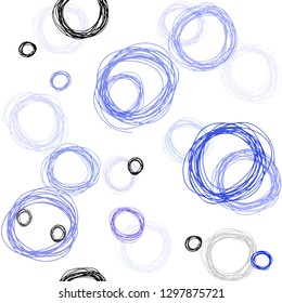 Light Pink, Blue vector seamless backdrop with dots. Blurred bubbles on abstract background with colorful gradient. Pattern for design of fabric, wallpapers.
