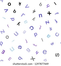 Light Pink, Blue vector seamless background with signs of alphabet. Abstract illustration with colored latin alphabet. Texture for window blinds, curtains.