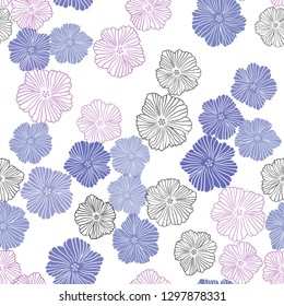 Light Pink, Blue vector seamless doodle template with flowers. Brand new colored illustration with flowers. Template for business cards, websites.