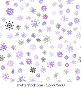 Light Pink, Blue vector seamless background with xmas snowflakes. Glitter abstract illustration with crystals of ice. Pattern for design of window blinds, curtains.