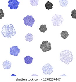 Light Pink, Blue vector seamless elegant template with flowers. Glitter abstract illustration with flowers. Pattern for trendy fabric, wallpapers.