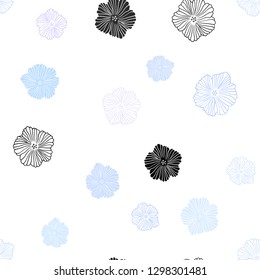 Light Pink, Blue vector seamless natural artwork with flowers. Colorful illustration in doodle style with flowers. Texture for window blinds, curtains.