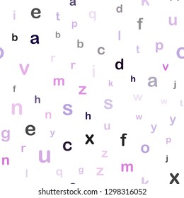 Light Pink, Blue vector seamless texture with ABC characters. Shining colorful illustration with isolated letters. Pattern for trendy fabric, wallpapers.