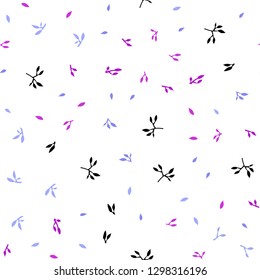 Light Pink, Blue vector seamless abstract pattern with leaves. leaves on elegant natural pattern with gradient. Pattern for trendy fabric, wallpapers.