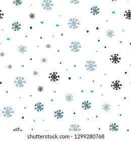 Light Pink, Blue vector seamless layout with bright snowflakes. Colorful decorative design in xmas style with snow. Pattern for trendy fabric, wallpapers.