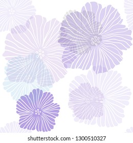 Light Pink, Blue vector seamless elegant pattern with flowers. Glitter abstract illustration with flowers. Texture for window blinds, curtains.