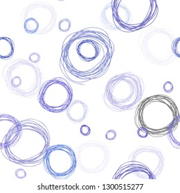 Light Pink, Blue vector seamless pattern with spheres. Glitter abstract illustration with blurred drops of rain. Texture for window blinds, curtains.