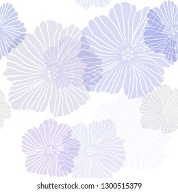 Light Pink, Blue vector seamless doodle texture with flowers. An elegant bright illustration with flowers. Pattern for trendy fabric, wallpapers.