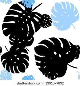Light Pink, Blue vector seamless elegant pattern with leaves. New colorful illustration in doodle style with leaves. Pattern for design of fabric, wallpapers.