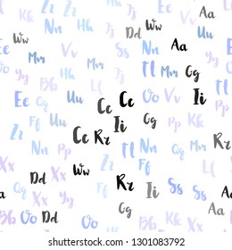 Light Pink, Blue vector seamless background with signs of alphabet. Blurred design in simple style with signs of alphabet. Pattern for design of fabric, wallpapers.