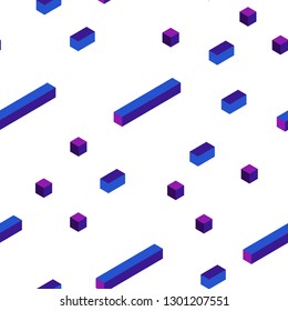 Light Pink, Blue vector seamless, isometric cover in polygonal style. Modern abstract illustration with colorful rectangles. Design for textile, fabric, wallpapers.
