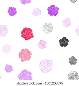 Light Pink, Blue vector seamless abstract pattern with flowers. Flowers with gradient on white background. Pattern for design of fabric, wallpapers.