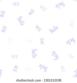 Light Pink, Blue vector seamless texture with selling prices 30, 40, 50 %. Shining colorful illustration with isolated selling prices. Design for business ads, commercials.