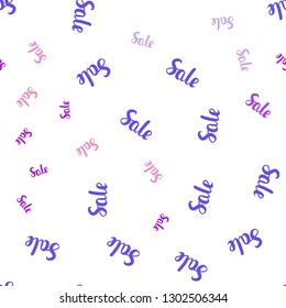 Light Pink, Blue vector seamless template with selling words. Gradient illustration with discount signs on white backdrop. Backdrop for mega promotions, discounts.