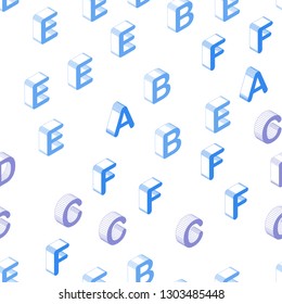 Light Pink, Blue vector seamless pattern with 3D ABC symbols. Shining colorful 3D illustration with isolated letters. Pattern for trendy fabric, wallpapers.