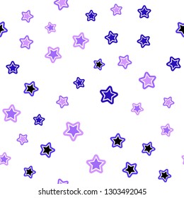 Light Pink, Blue vector seamless cover with small and big stars. Stars on blurred abstract background with gradient. Pattern for trendy fabric, wallpapers.