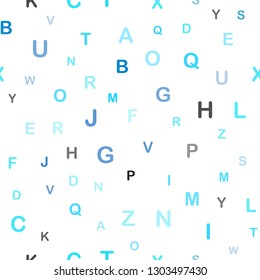 Light Pink, Blue vector seamless template with isolated letters. Blurred design in simple style with signs of alphabet. Design for textile, fabric, wallpapers.