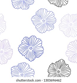 Light Pink, Blue vector seamless natural pattern with flowers. Shining colored illustration with flowers. Design for wallpaper, fabric makers.