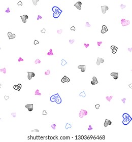 Light Pink, Blue vector seamless background with hearts. Illustration with hearts in love concept for valentine's day. Design for ad, poster, banner of Valentine Day.